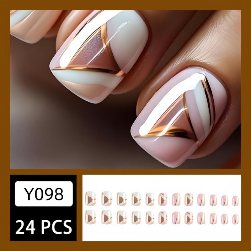 24pcs/set Cute Sweet Short Squ - Nail Art Press On 评论和价格
