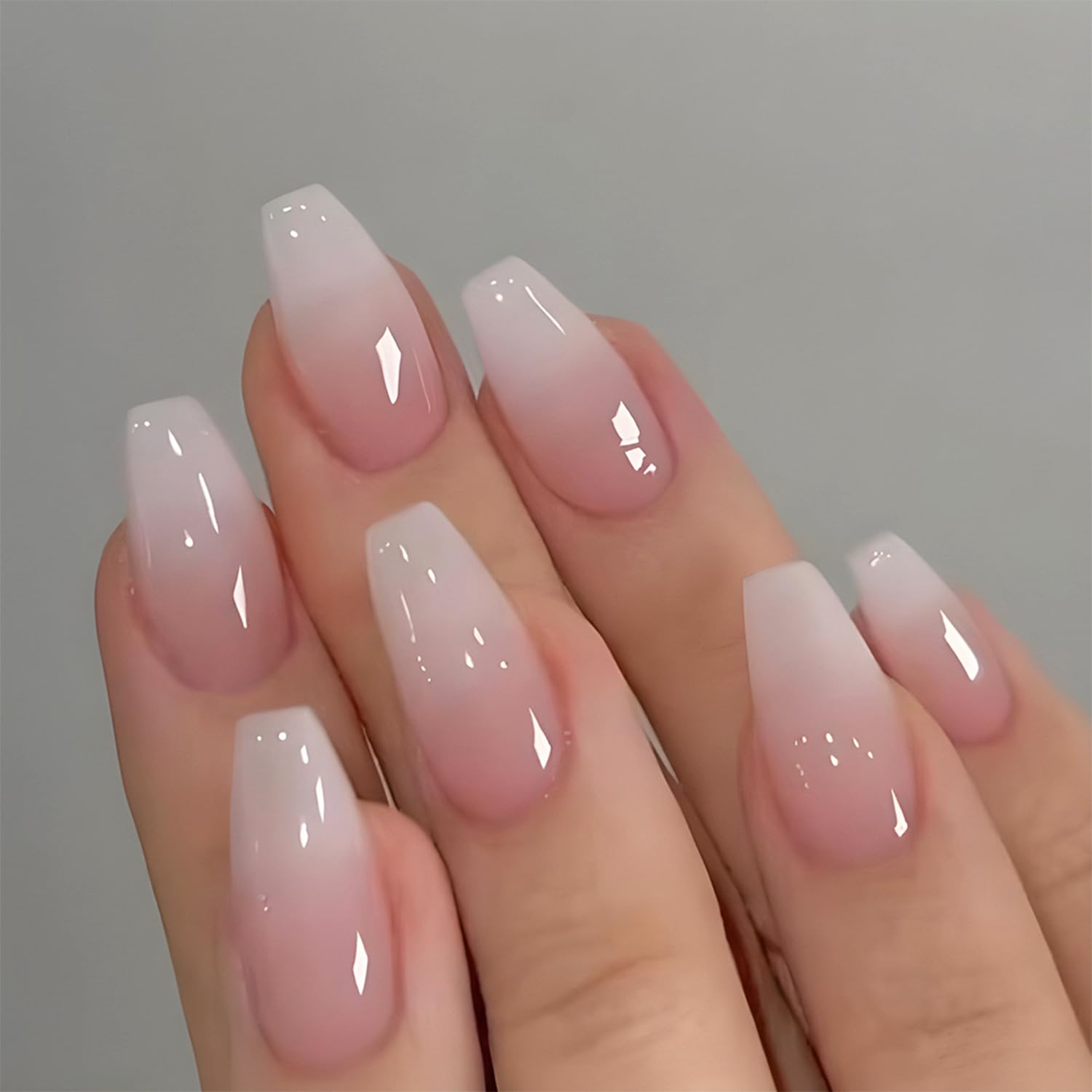 A Set Of 24 Glossy Short Coffi - Nail Art Pink 评论和价格
