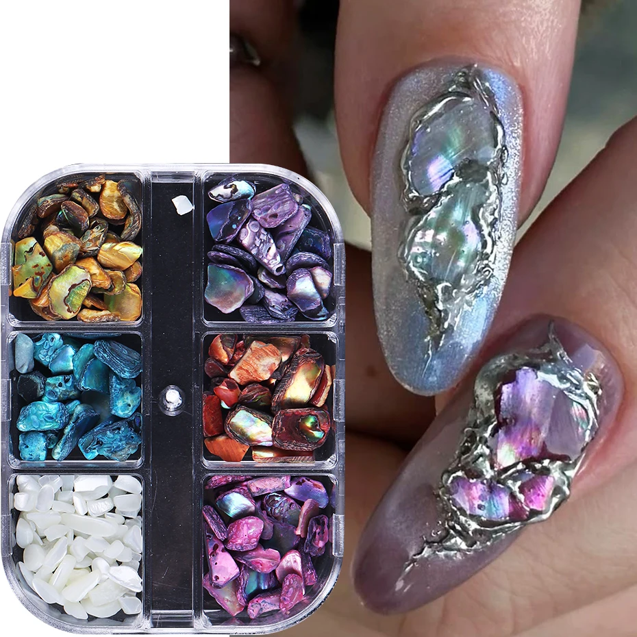 6 Grids Abalone Shell Flakes N - Nail Art Valentines Day 评论和价格