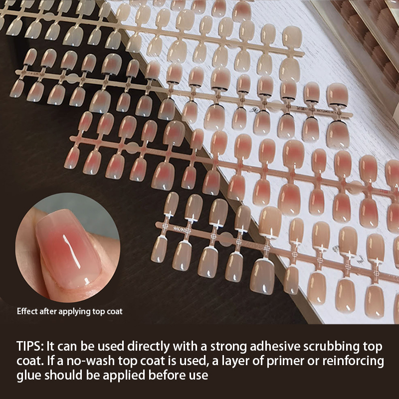 30pcs Gradient Fake Nails Fren - Nail Art Pink 评论和价格