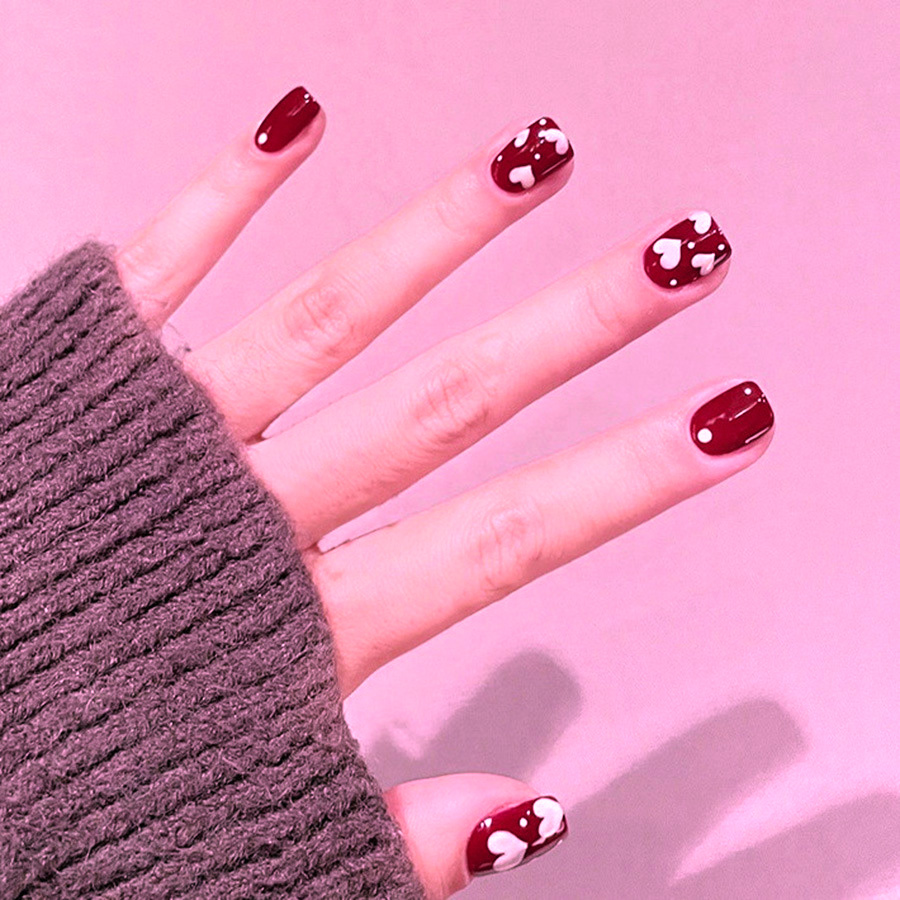 24pcs/set Short Square fake na - Nail Art Press On 评论和价格