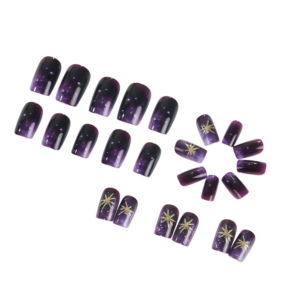 Short Medium fake nails gradie - Nail Art Press On 评论和价格